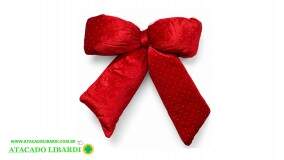 ENFEITE LACO ALMOFADADO 50X40CM C/BRILHO VM NATAL QM8036