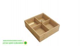 CAIXA MULTIUSO 20X20X5CM BAMBU 4 DIV C/TAMPA TRC1404