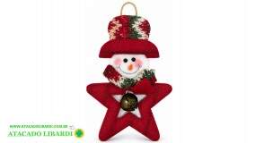 ENFEITE PELUCIA PENDENTE 12X17CM ESTRELA C/GUIZO WFH3074