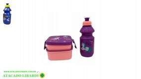 KIT MARMITA DUPLA INFANTIL C/TALHER E GARRAFA COLOR 6805
