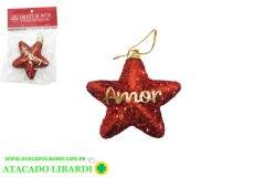 ENFEITE PENDENTE 10CM ESTRELA C/GLITTER FRASE NBOL10V25