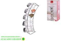 PORTA CONDIMENTO 5PCS VIDRO 90ML C/SUPORTE VDA05102