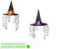 CHAPEU BRUXA DECORADO C/CAVEIRA PT10438X