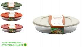ASSADEIRA VIDRO 34CM 2400ML OVAL C/TAMPA CV3100C