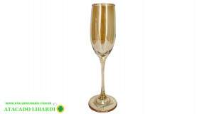 TACA VIDRO 18CM CHAMPANHE GOLD TP1844