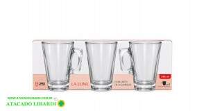 CONJ CANECA VIDRO 3PCS 255ML JG5037