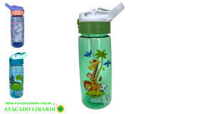 GARRAFA INFANTIL PLAST C/CANUDO ANIMAIS COLOR HG55718