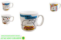 CANECA CERAM 120ML 7CM FLORK FRASES UT2123