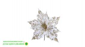 BICO PAPAGAIO AVELUDADO 24CM C/GLITTER BRANCO DOURADO 99494005
