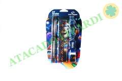KIT LAPIS APONTADOR BORRACHA REGUA 7PCS WPP80011
