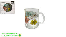 CANECA VIDRO 9CM 320ML DEC VDA09034