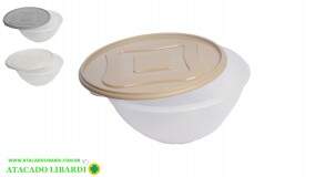 SALADEIRA PLAST 3600ML C/TAMPA RED COLOR 205CL