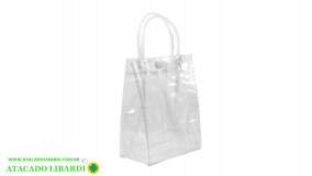 SACOLA PLAST PRESENTE 20X25X7CM TRANSP  FJ91361