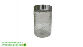 POTE VIDRO 11X16,5CM C/TAMPA INOX BA32692
