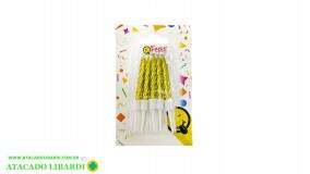 MINI VELA ESPIRAL DOURADO 10 UNI Q25381