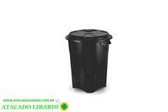 LIXEIRA PLAST 100L TAMPA PRETA 238
