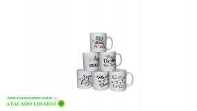 CANECA CERAM 300ML 9CM FRASES UT1122