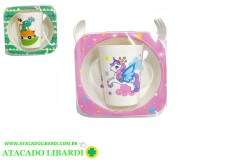 KIT COPO C/PRATO E TALHER INFANTIL COLOR F0035