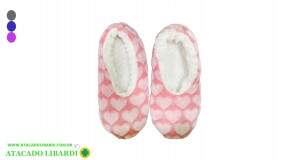 PANTUFA ADULTO FEM CORACAO COLOR RJC1705