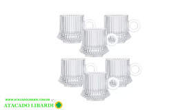 CANECA CAPPUCCINO VIDRO 85ML DEC C/6 PS 18158