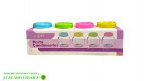 PORTA CONDIMENTO 180ML 4PCS VIDRO 6X8CM UCO358