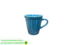 CANECA CERAM 120ML 7,5CM CANELADA AZUL 51510