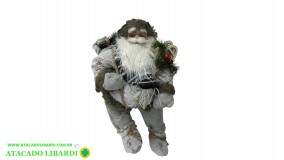 BONECO NATAL PAPAI NOEL SENTADO CINZA 60CM 59184001