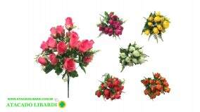 BUQUE ROSA BOTAO X18 60CM FA318004