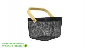 CESTA TELADA  24,5X18CM MULTIUSO C/ALCA MAD YT2604