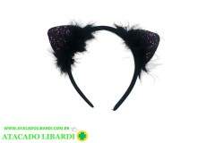 TIARA PLAST FELPUDA GATINHA PRETA E643