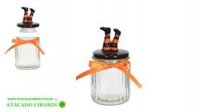 POTE VIDRO C/TAMPA PERNAS BRUXA 15X8CM HALLOWEEN 87987001