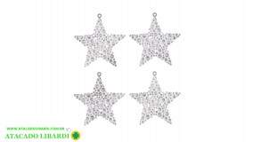 ENFEITE PENDENTE ESTRELA 4UND 10CM  C/GLITTER 10CM  NTA17193
