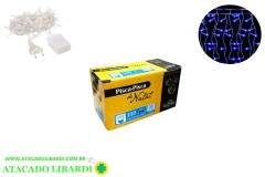 PISCA CASCATA 100 LED 2,3M AZUL 220V 8F FIO TRANSP NTL1100A220V