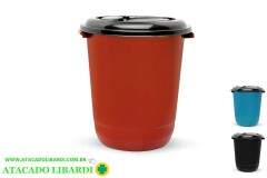 LIXEIRA PLAST 64L C/TAMPA PRETO 6677
