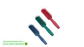 ESCOVA CABELO PLAST 19X3.5CM QUADRADA COLOR 410