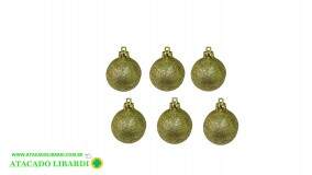 BOLAS 4CM C/6 PCS DOURADO 60147DR