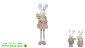 BONECO COELHO FEMEA EM PE 1,5M ROSA VERDE 85248001
