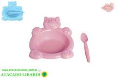 PRATO INFANTIL PLAST C/COLHER COLOR 8919