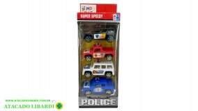 BLISTER CARRINHOS POLICIA 4PCS MD15606