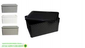 ORGANIZADOR PLAST RATTAN 16LT CINZA 214CZ