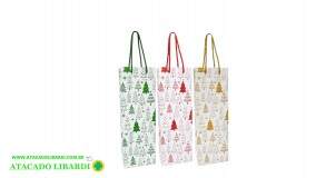 SACOLA PAPEL VINHO HOT STAMPING 12X36X7,8CM ALTO RELEVO SCX0149