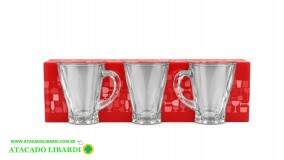 CONJ CANECA VIDRO 3PCS 210ML JG5036