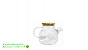 CHALEIRA VIDRO 800ML TAMPA BAMBU 2268