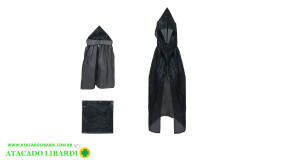 CAPA HALLOWEEN C/CAPUZ 80CM  PRETO 52308001