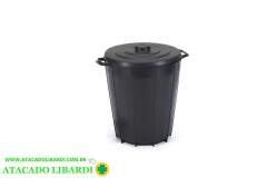LIXEIRA PLAST 35L 44X39CM C/TAMPA PRETO 246