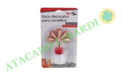DECORADOR BOLO C/SACO 7PCS ROSE TRC8165