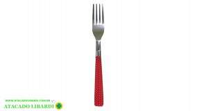 GARFO MESA 6UNI CABO PLAST VERMELHO LT24031