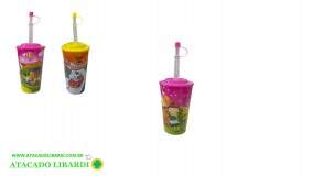 COPO PLAST 12CM 350ML C/CANUDO HW54392