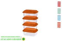 CONJ POTE PLASTICO 4PCS 400ML RET COLOR CR404