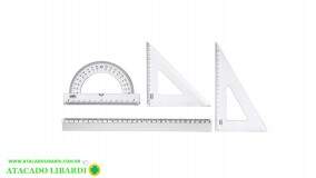 KIT REGUA ESCOLAR 4PCS PLAST 10130001